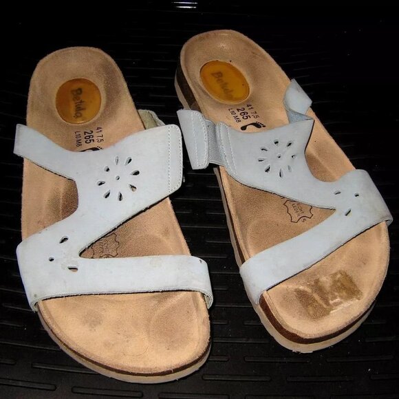 Birkenstock Betula Blue Cutout Flower Slip on Sandals Size W10/M8 - VINTAGE CUTE - Picture 1 of 3